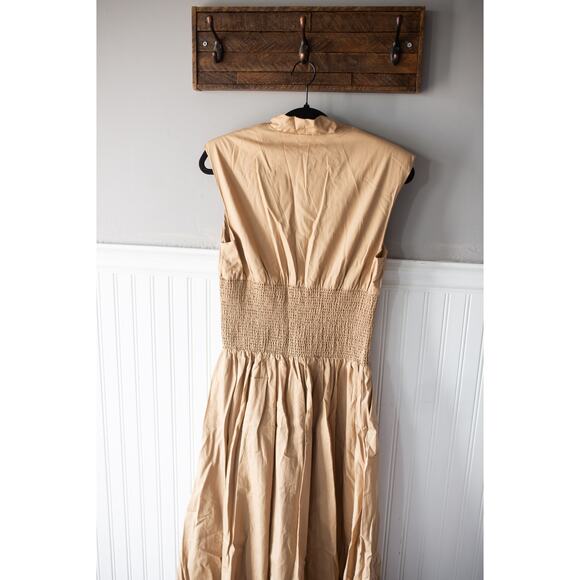 Anthropologie The Tommie Cap-Sleeve Smocked Front-Zip Shirt Dress XS - Picture 4 of 4